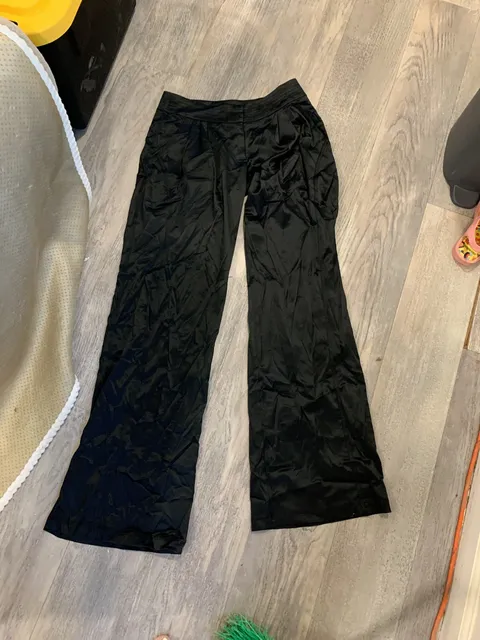 Ggblue Pants Size 0 Black Satin Wide Leg Dress Trousers
