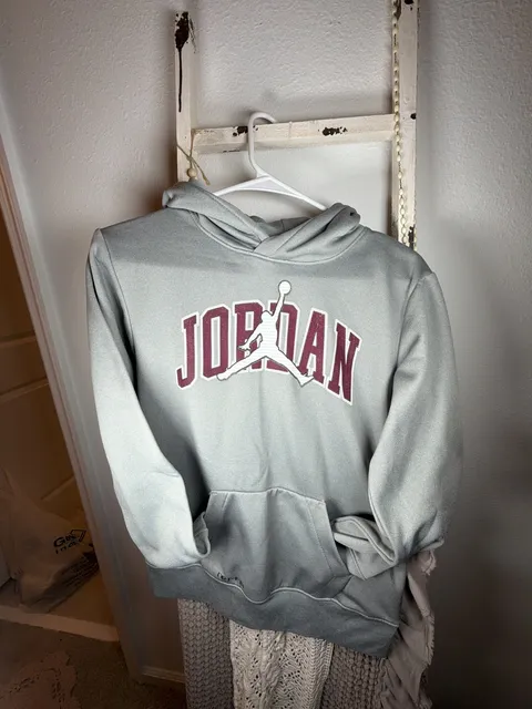 Jordan Dri-FIT Hoodie Size L 12-13Y Grey Pullover Sweatshirt