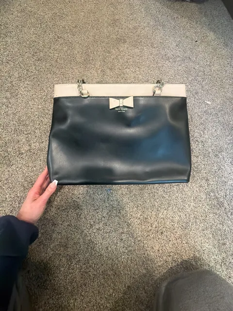 Kate Spade Hancock Park Maryanne Leather Tote Bag Black Cream