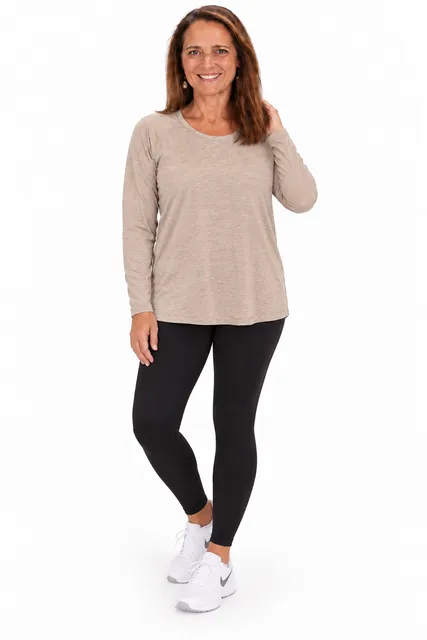 Lululemon Long Sleeve Shirt Beige Heathered