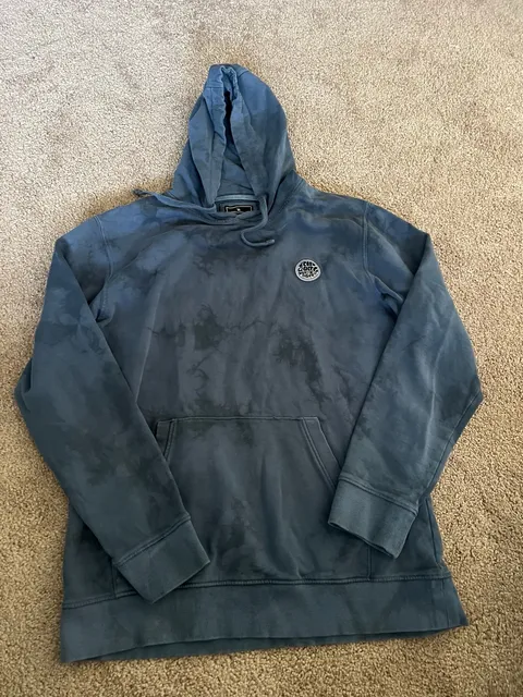 Rip Curl Hooded Sweatshirt Size L Blue Tie Dye Pullover Fleece