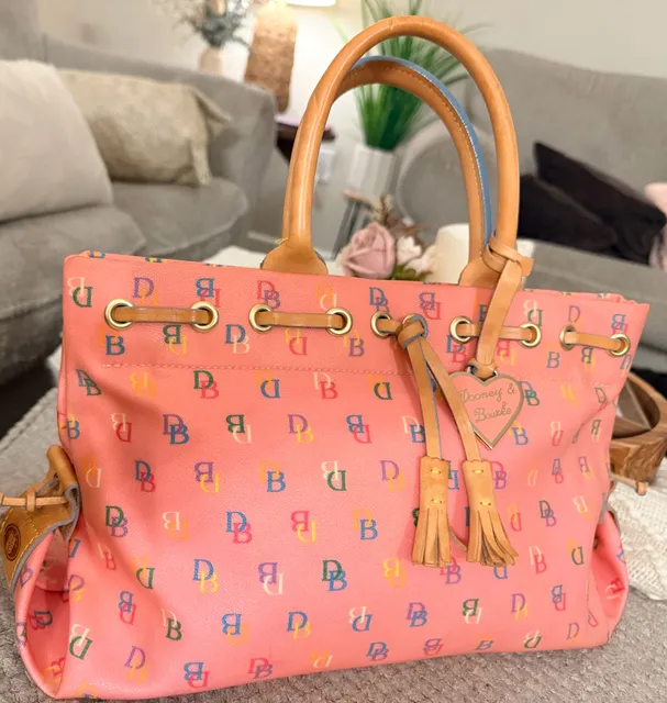Dooney & Bourke Multicolor DB Monogram Pink Tote Bag