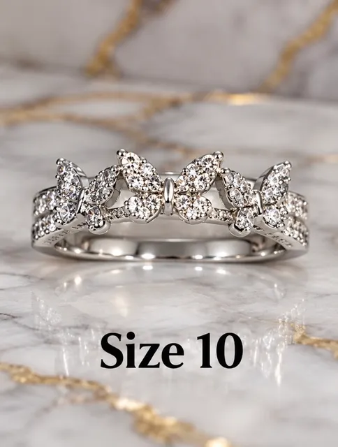 Origami Owl Butterfly Pavé Ring Size 10 Silver Tone Crystal Band