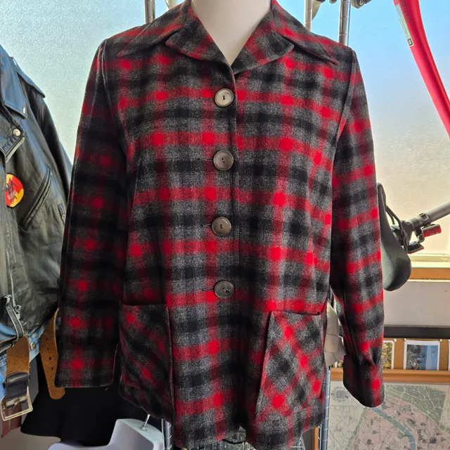 Pendleton Vintage 1950s 49er Wool Jacket Red Black Plaid