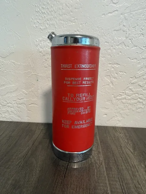 Vintage Thirst Extinguisher Novelty Cocktail Shaker Red Vinyl