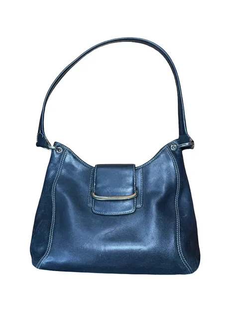 Cole Haan black leather shoulder bag with silver...