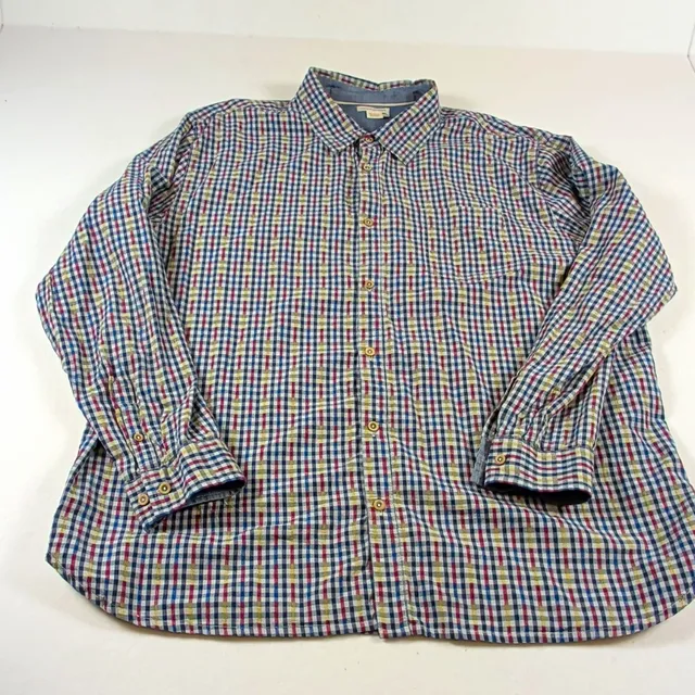 carbon2cobalt Men's 2XL Woven Cotton Long Sleeve Button-Up Multicolor Check