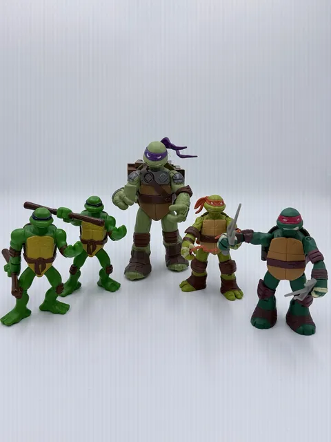 TMNT Action Figure Lot of 5 - 2012 Flingers Mikey & Donatello, Raph, 2007 McDonald's Leo