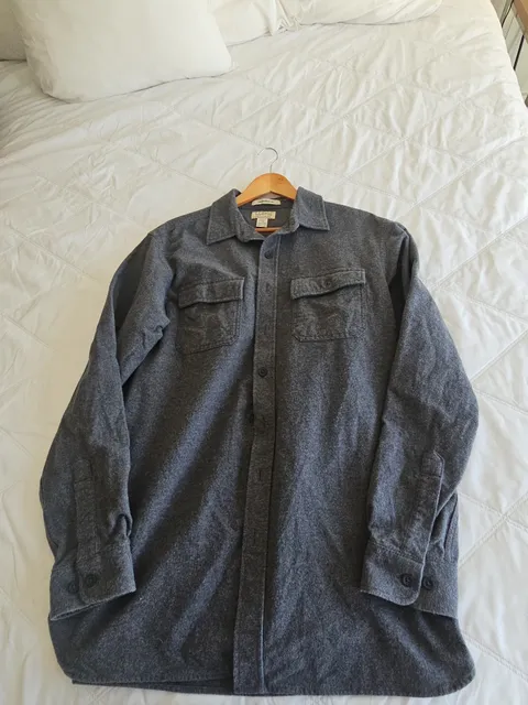 LL Bean Chamois Cloth Shirt Size L-Tall Gray Traditional Fit