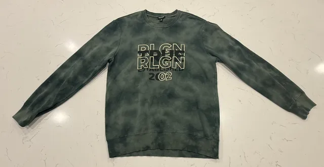 True Religion Logo Sweatshirt Size M Green Tie Dye Pullover Top