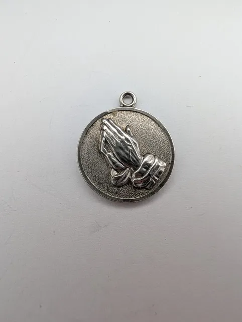 Vintage Sterling Silver Albrecht Dürer’s praying hands And Prayed Pendant Charm