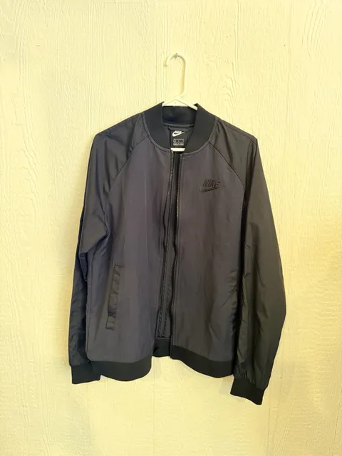 Nike Bomber Jacket Size L Black Woven Full Zip