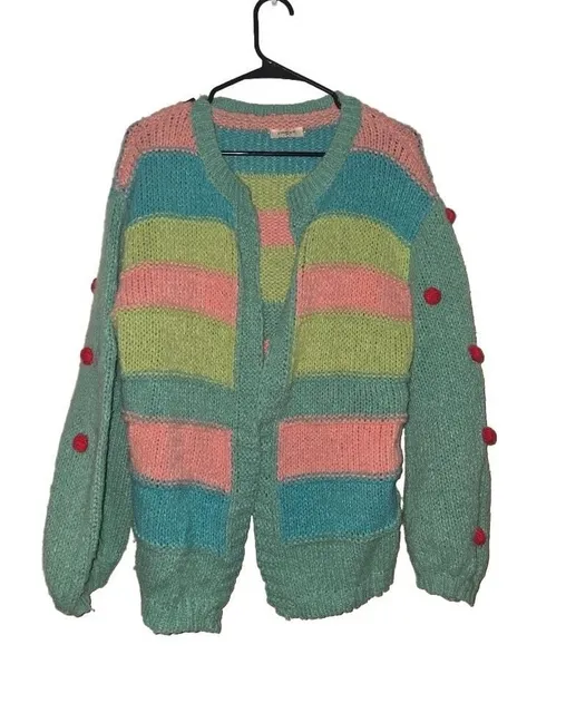 Umgee Striped Pom Pom Cardigan Sweater