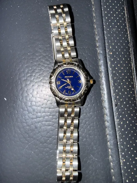 Milan Water Resistant 100 FT Watch Two Tone Blue Dial