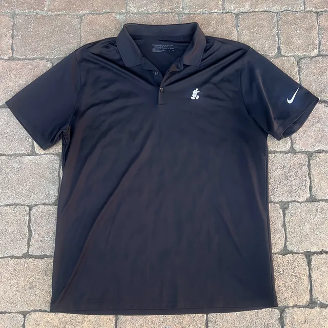 Nike DriFit Disney Parks Exclusive Mickey Mouse Black Golf Polo Shirt XL
