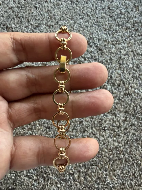 Vintage Gold Tone Interlocking Circle Link Bracelet
