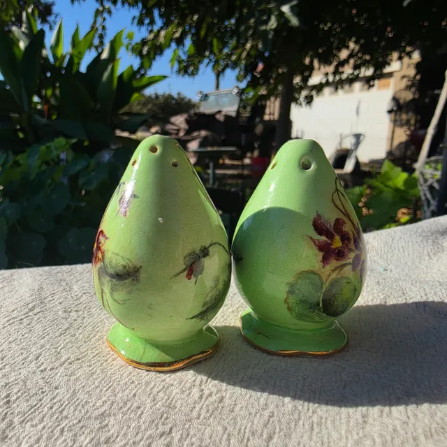 Vintage Hand Painted Floral Salt And Pepper Shakers Made In England