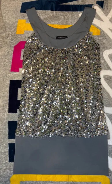 Fleurish Sequin Tank Top Gray