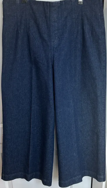 Spanx Wide Leg Jeans Size 1X Dark Wash Denim Pants