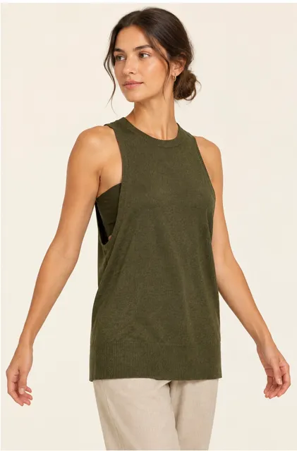 Banana Republic Milano Halter Knit Tank Top – Olive Green, Small