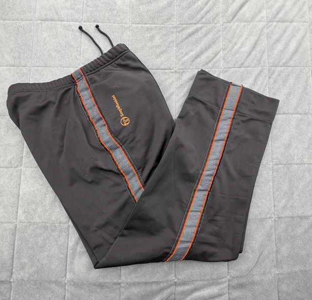 Sergio Tacchini Vintage Track Pants Size 34 Black Orange Side Stripe Pants