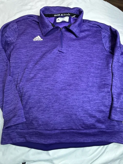 Adidas Team Issue 1/4 Zip Size 2XL Purple Climalite Pullover