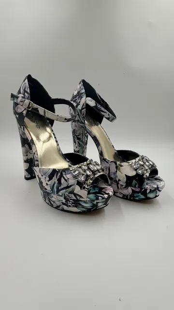 Bebe Floral Rhinestone Platform Heels