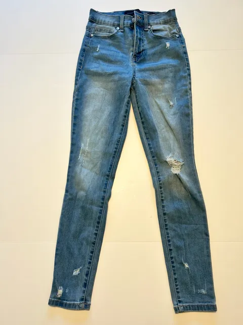 Kendall + Kylie Skinny Jeans Size 0 Distressed Blue Denim