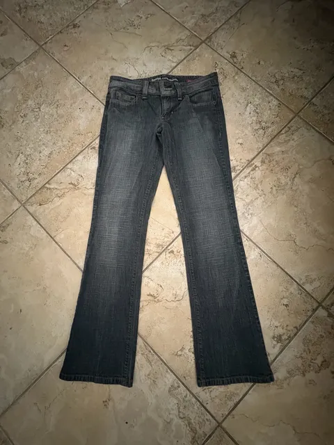 Guess Premium Flare Low Rise Jeans Dark Gray Denim