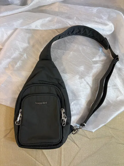 Baggallini grey Nylon Sling Crossbody Bag