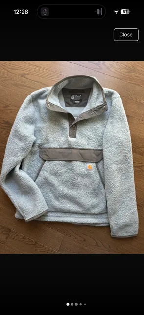 Carhartt Mens Size S Relaxed Fit Sherpa Fleece Snap Pullover Anorak Grey Sage 