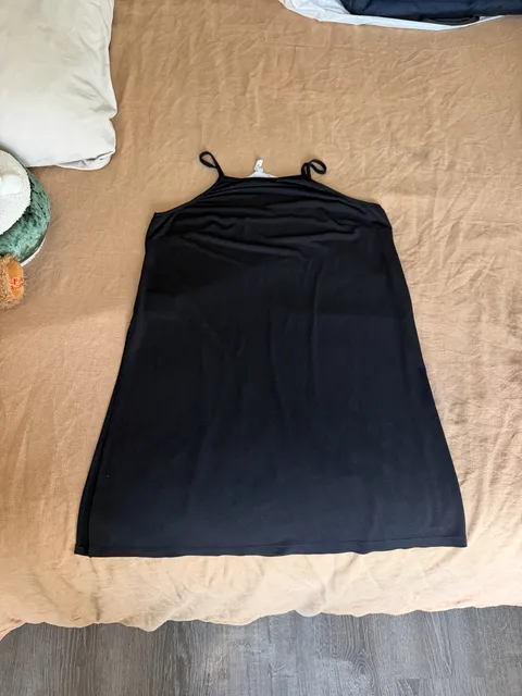 BCBGeneration Dress Size S Black Spaghetti Strap Layered long Slits on both sides