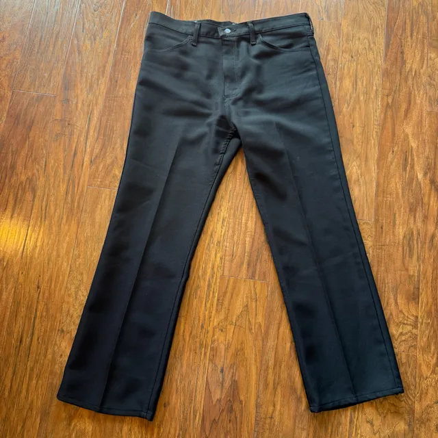 Vintage Wrangler Wrancher Dress Jeans Mens 36x30 Black Polyester Made in USA Vtg