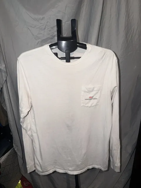 Vineyard Vines Long Sleeve Pocket Tee Size M White
