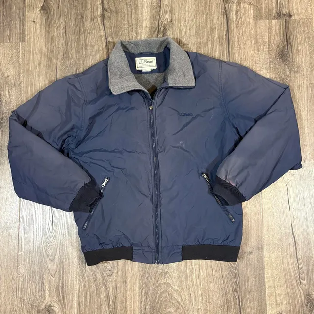L.L. Bean Vintage Fleece Lined Jacket Size M Reg Blue Full Zip