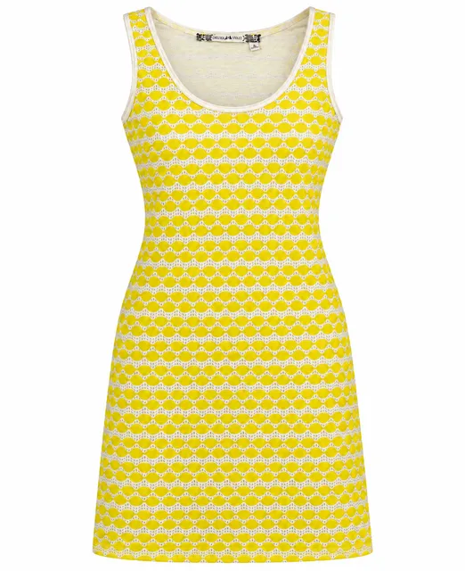 Chelsea & Violet Dress Size S Yellow White Pattern Tank Mini