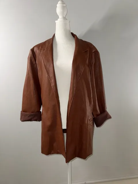 Shop Neighbor Faux Leather Blazer Size L Brown