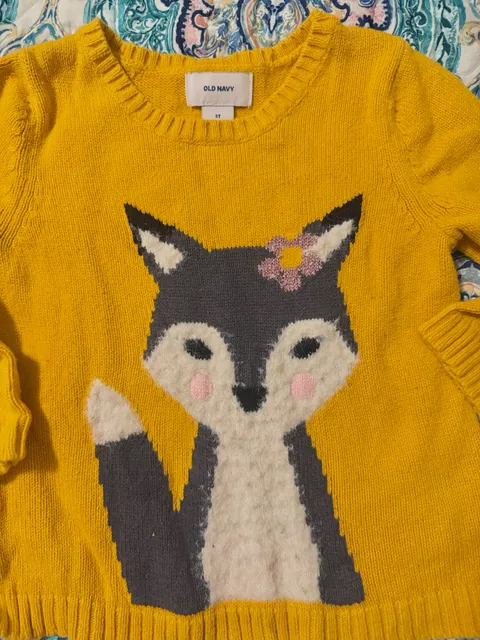 Old Navy Fox Sweater Size 3T Yellow