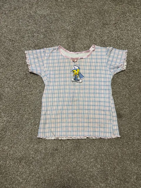 1990s Looney Tunes Tweety Bird Pink Plaid T-Shirt
Womens XXS Baby Tee