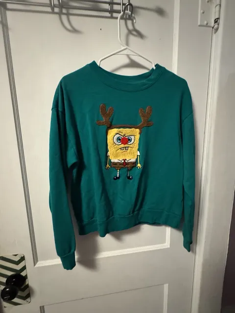 Nickelodeon Spongebob Squarepants Christmas Sweatshirt Size M Green