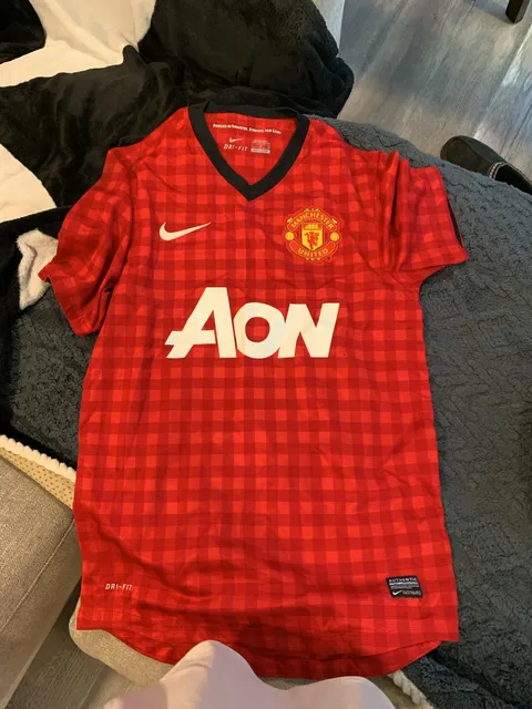 Nike Manchester United Gingham Soccer Jersey Size S Red