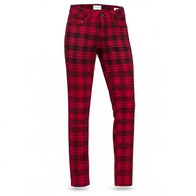 Truce Tartan Plaid Skinny Pants Size S Red Black Punk