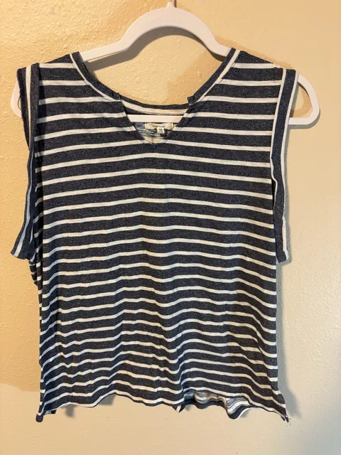 maurices Striped Tank Top Size XL Blue White Sleeveless Cotton Blend