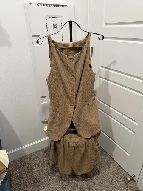 Free People Two Piece Set Vest Shorts Treehouse Size M