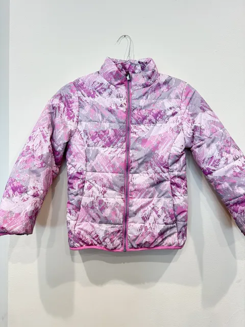 Gerry Puffer Jacket M-10/12 Pink Abstract Print Full Zip Winter Coat
