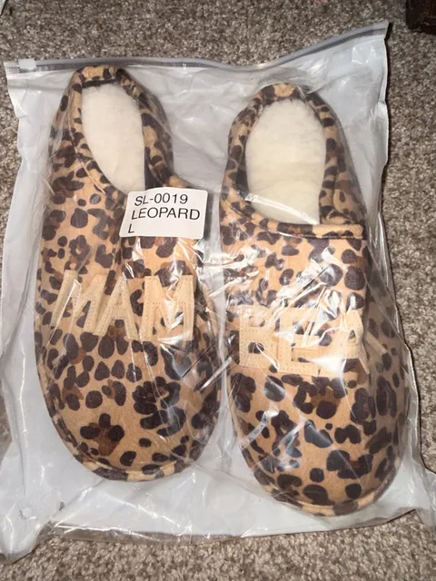 Judith March Custom Slippers Size L Leopard Print House Shoes