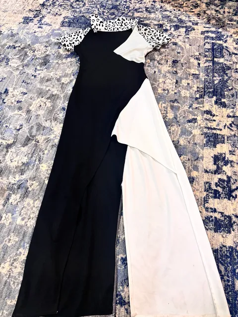👻🎃 Cruella Deville COSTUME Dress Colorblock Maxi Sz S