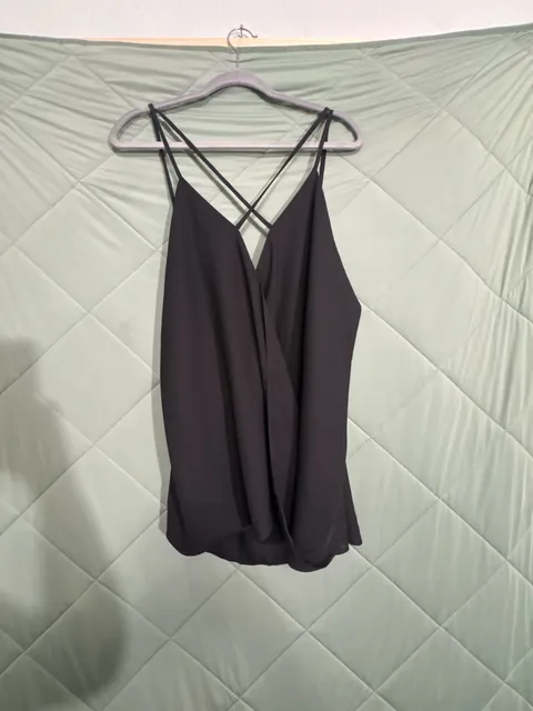 Talent Cami Top Size 3XL Black Faux Wrap Cross Back