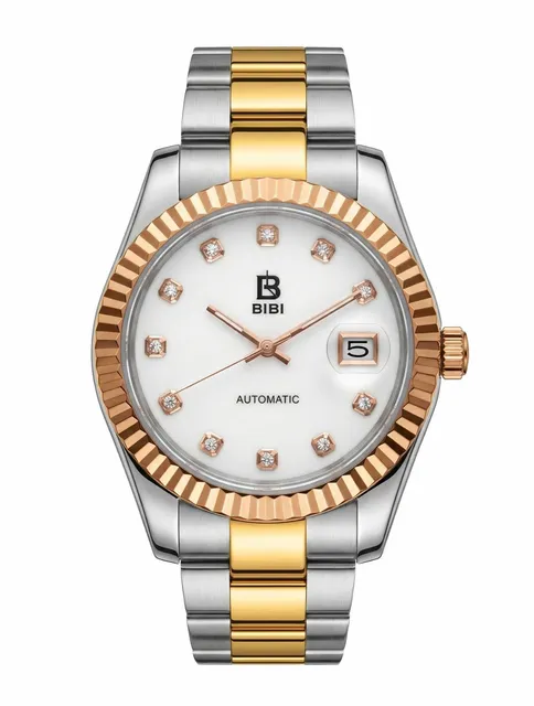 BIBI Automatic Watch Two-Tone Rose Gold White Dial
