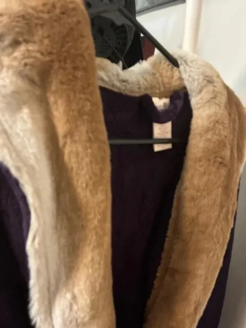 Women’s nwt small purple brown faux fur fleece robe secret treasure